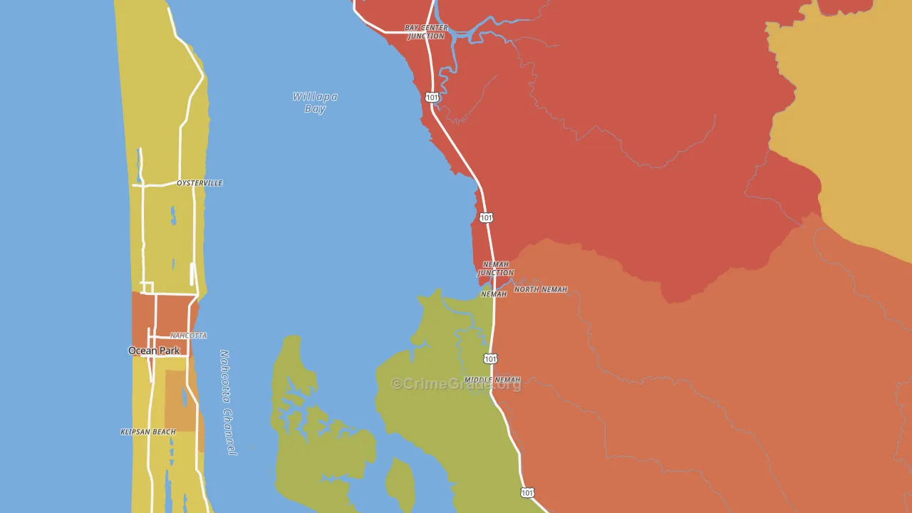 Pacific County, WA Map of Drug-Related Crime Rates