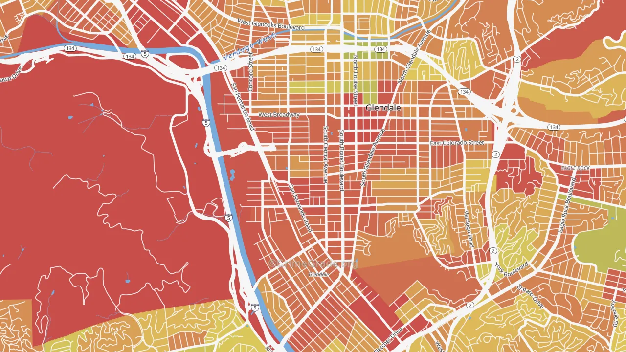 Pacific Edison, Glendale, CA Map of Drug-Related Crime Rates