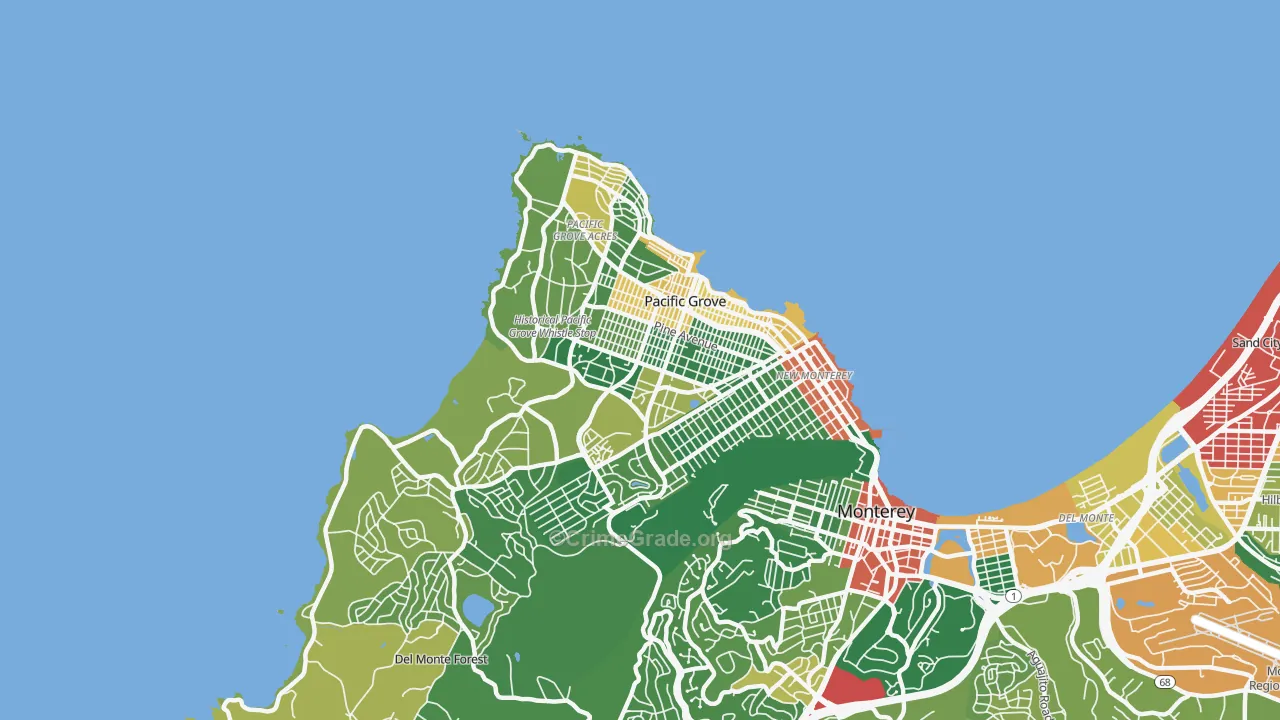Pacific Grove, CA Map of Drug-Related Crime Rates