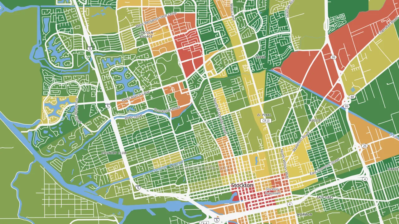 Pacific, Stockton, CA Map of Drug-Related Crime Rates