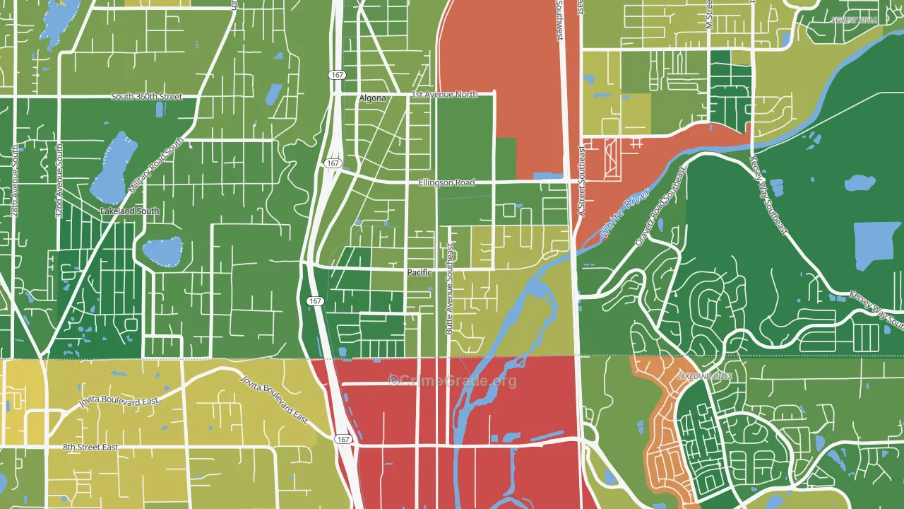 Pacific, WA Map of Drug-Related Crime Rates