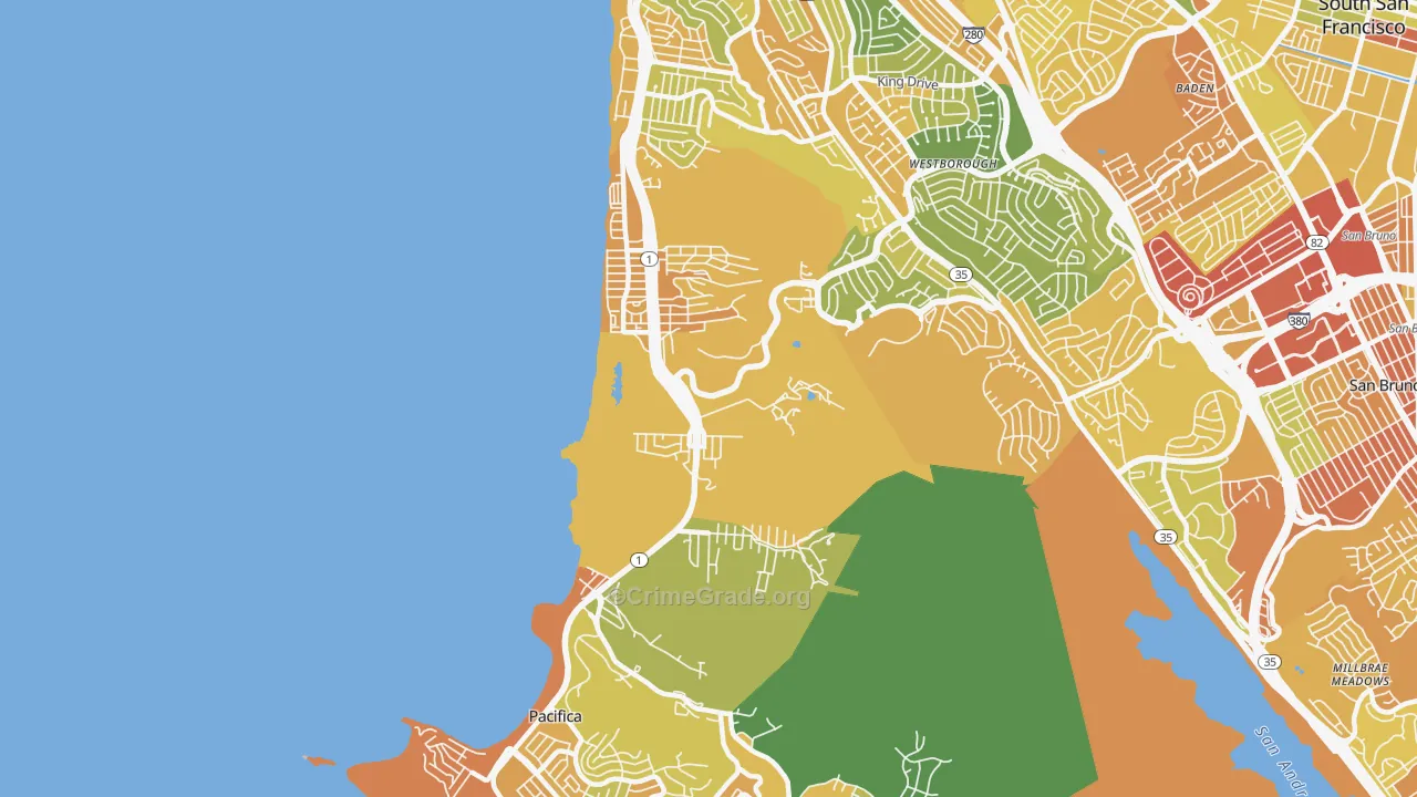 Pacifica, CA Map of Drug-Related Crime Rates