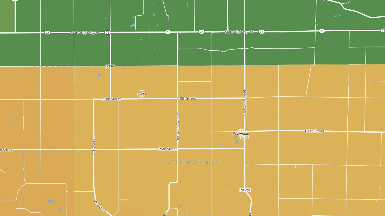 Packwood, IA Map of Drug-Related Crime Rates