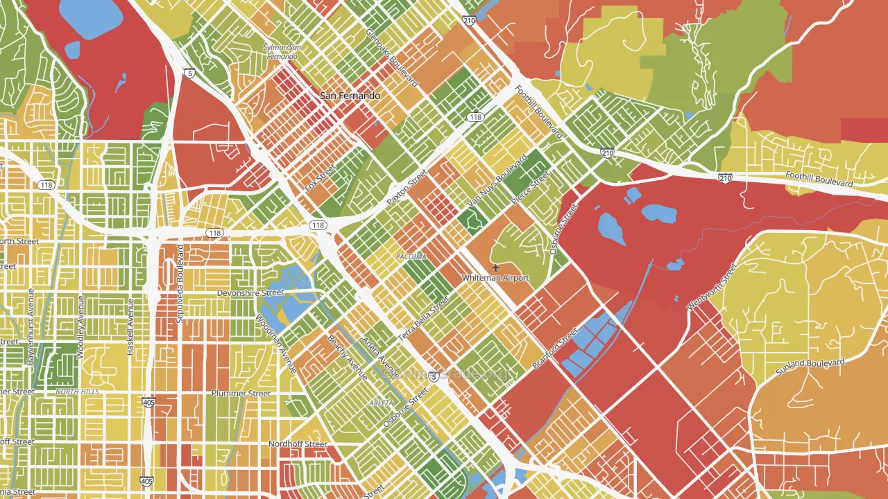 Pacoima, CA Map of Drug-Related Crime Rates