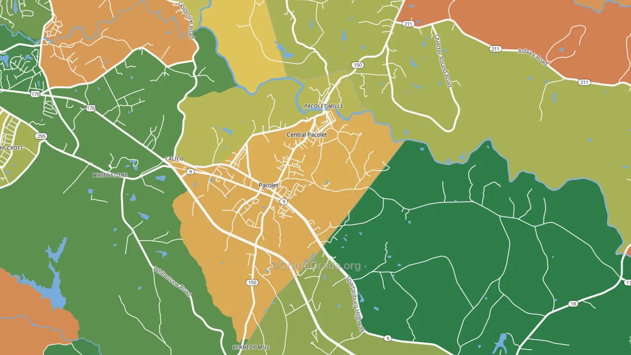 Pacolet, SC Map of Drug-Related Crime Rates