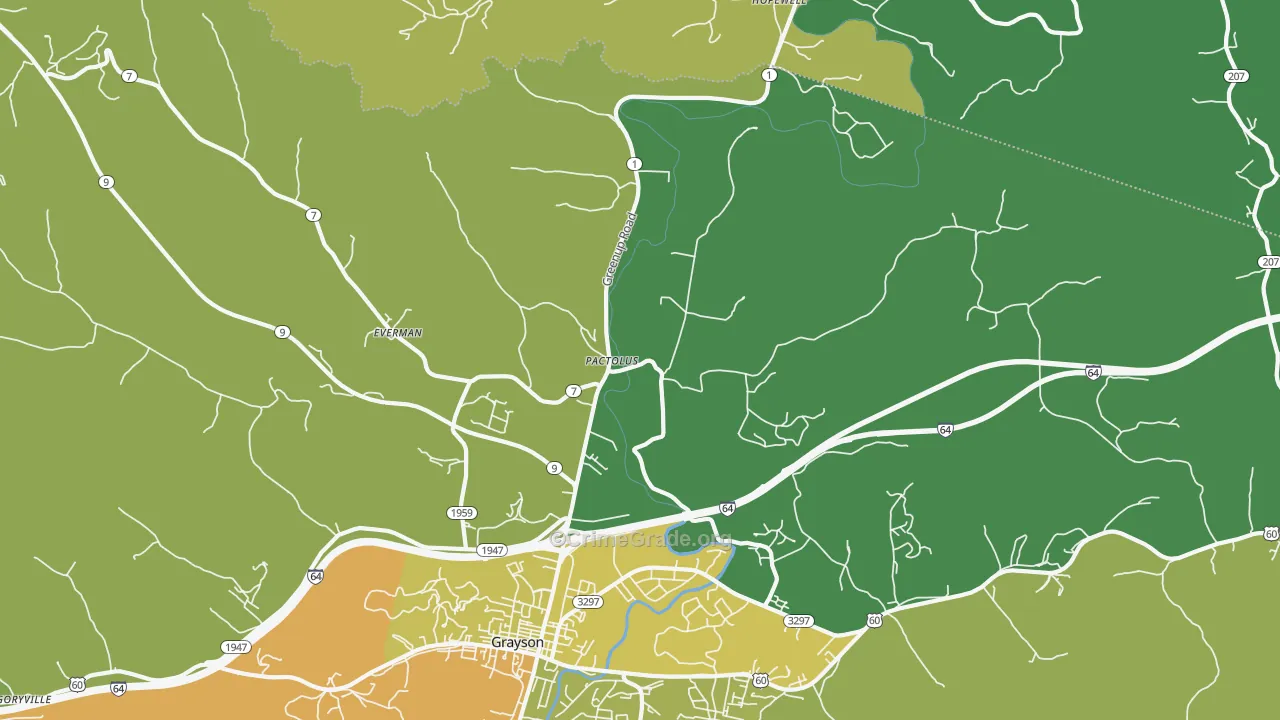 Pactolus, KY Map of Drug-Related Crime Rates