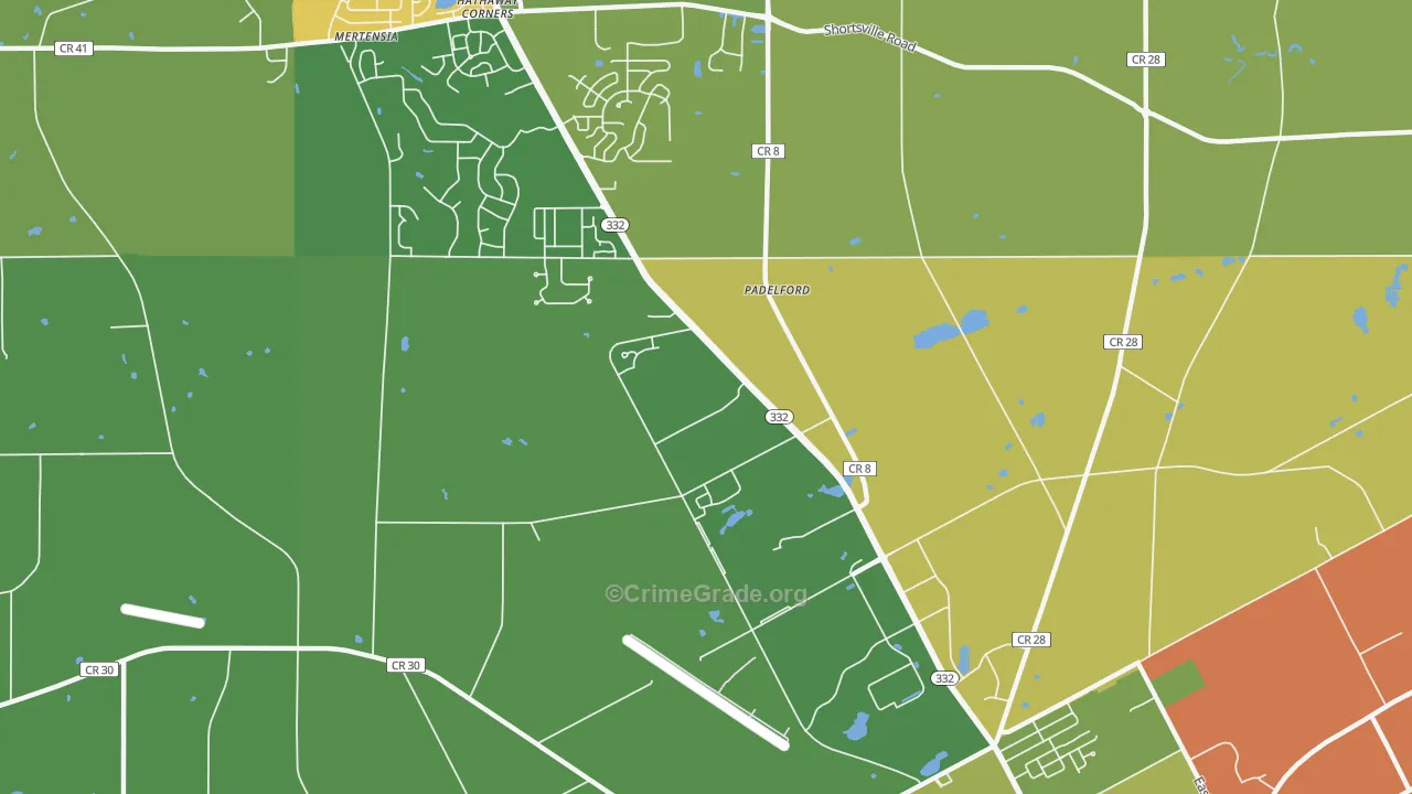 Padelford, NY Map of Drug-Related Crime Rates