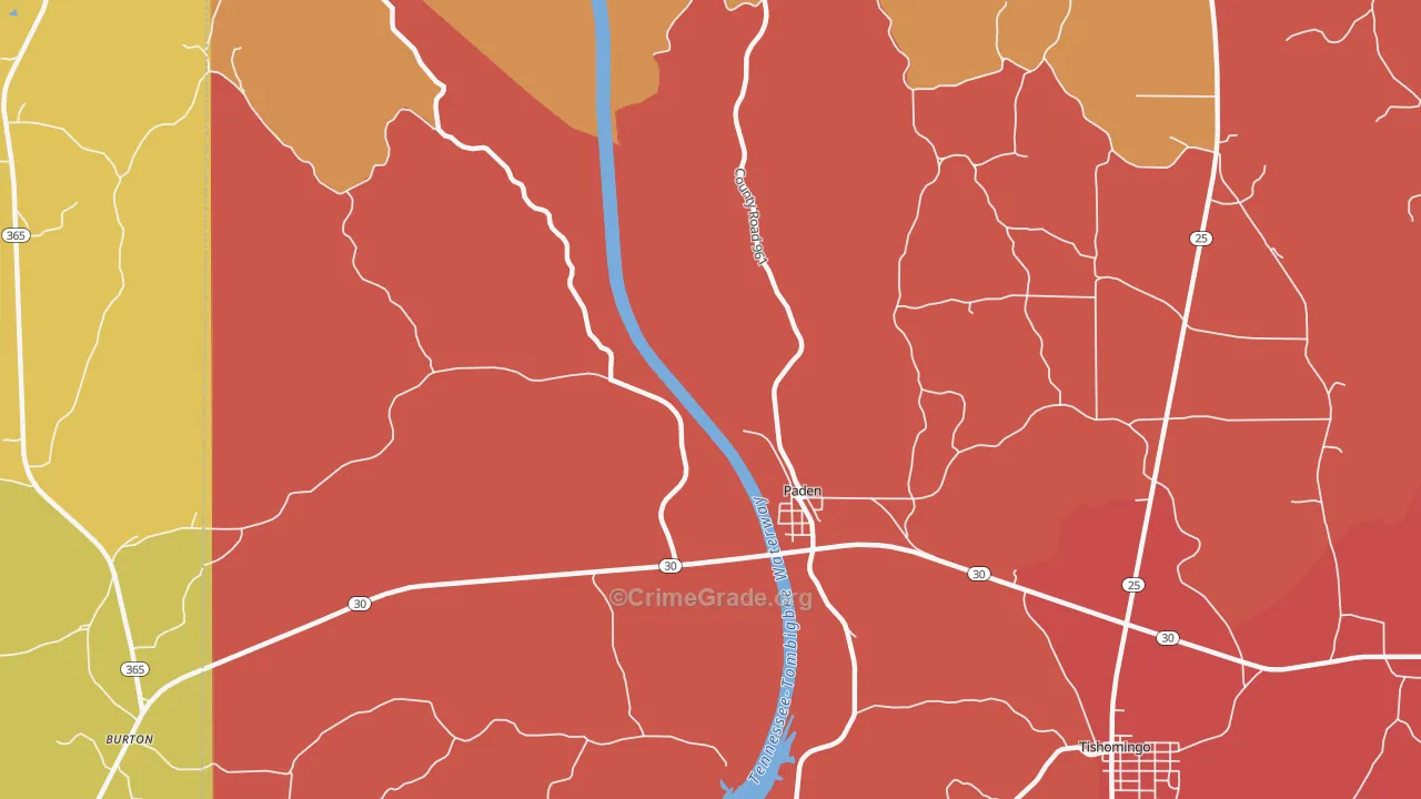 Paden, MS Map of Drug-Related Crime Rates