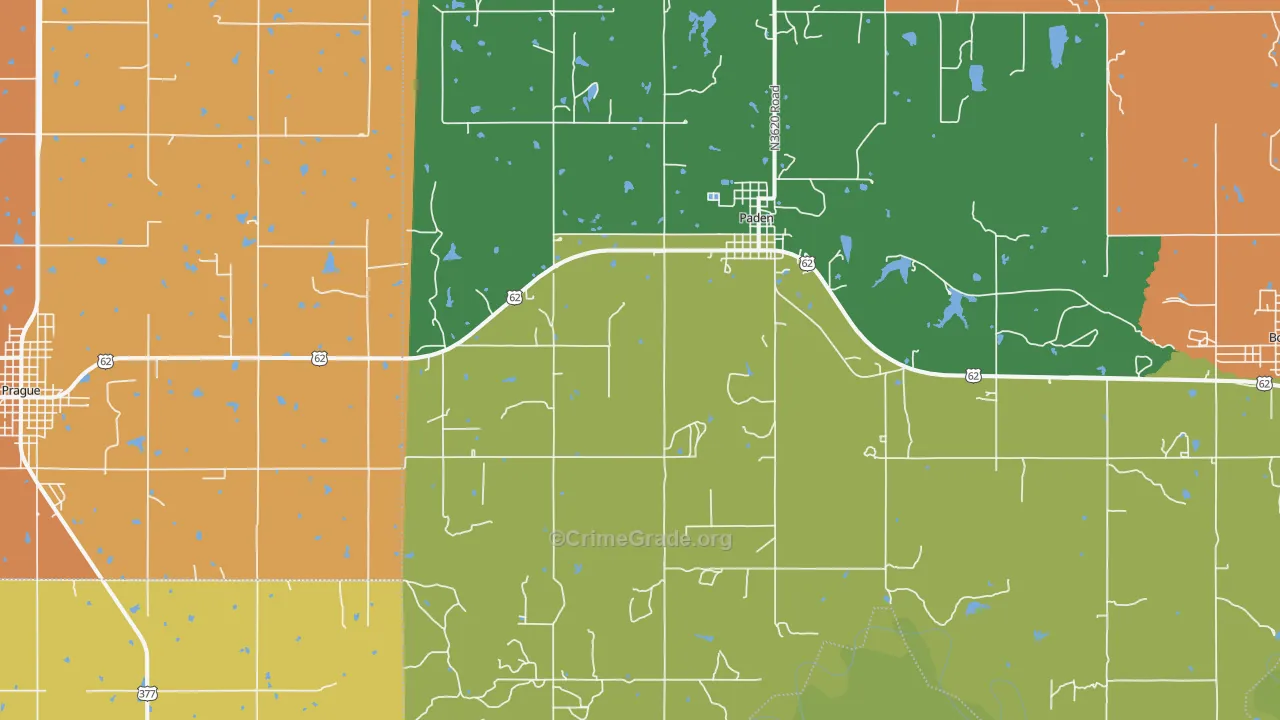 Paden, OK Map of Drug-Related Crime Rates