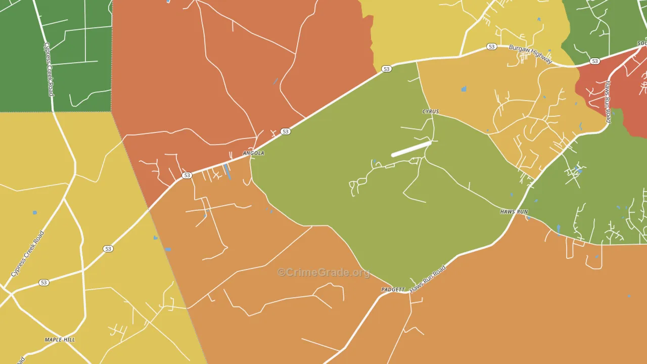 Padgett, NC Map of Drug-Related Crime Rates