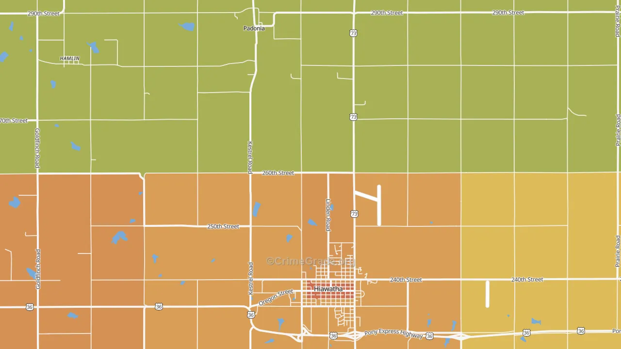 Padonia, KS Map of Drug-Related Crime Rates