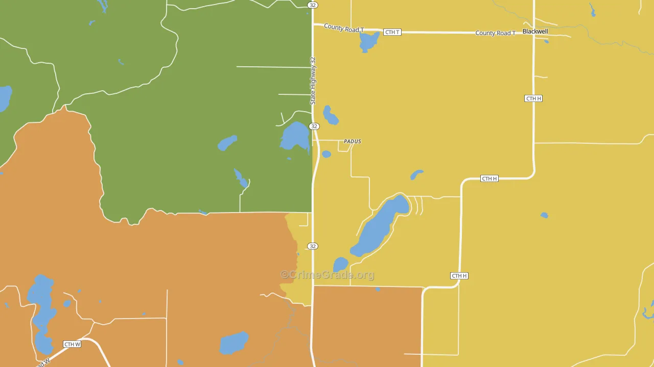 Padus, WI Map of Drug-Related Crime Rates