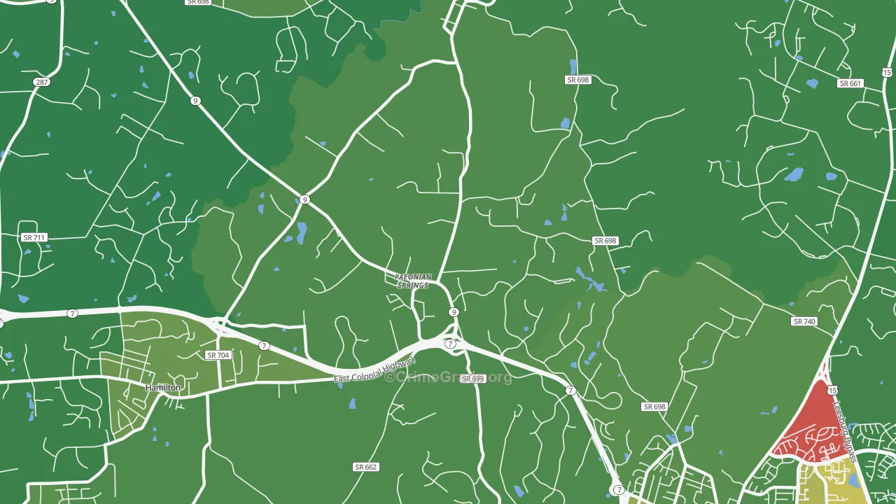 Paeonian Springs, VA Map of Drug-Related Crime Rates