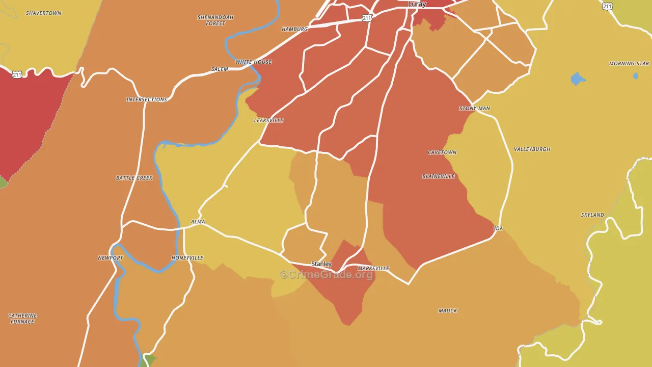 Page County, VA Map of Drug-Related Crime Rates
