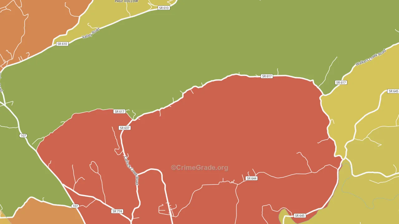 Page Hollow, VA Map of Drug-Related Crime Rates