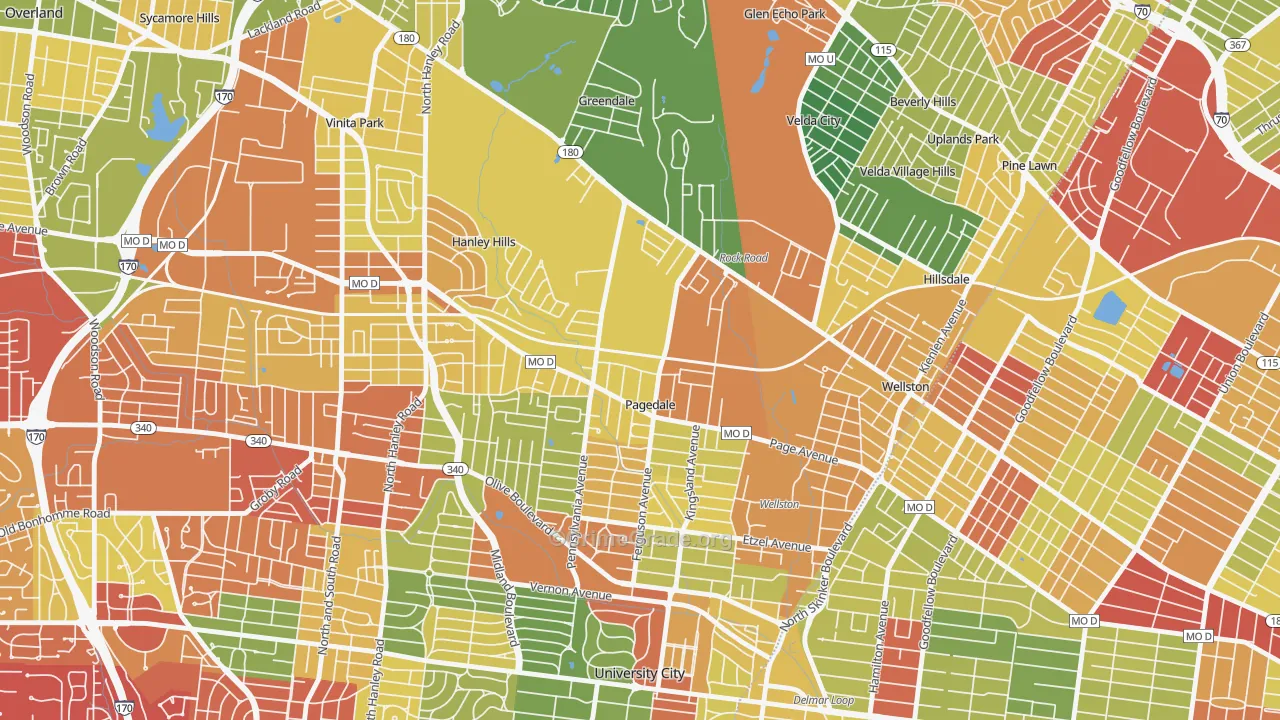 Pagedale, MO Map of Drug-Related Crime Rates