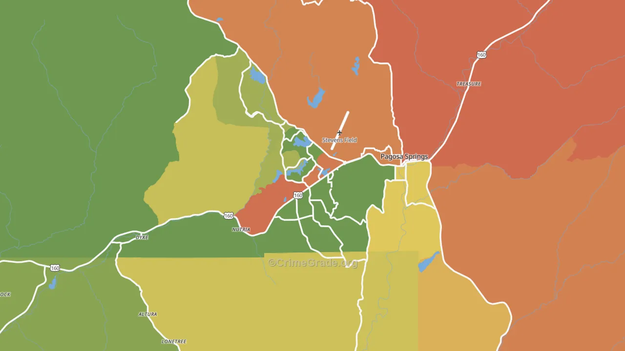 Pagosa Springs, CO Map of Drug-Related Crime Rates