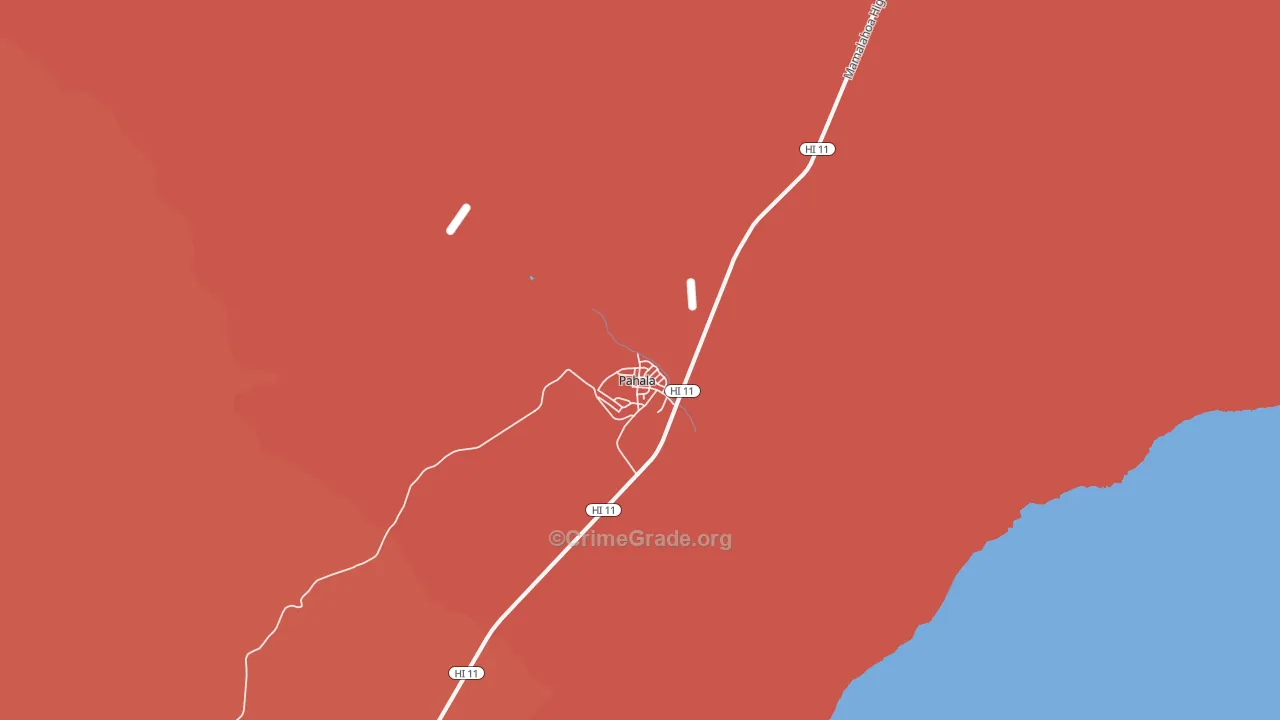 Pahala, HI Map of Drug-Related Crime Rates