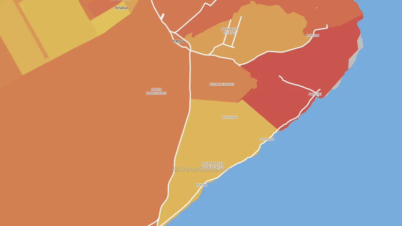 Pahoa, HI Map of Drug-Related Crime Rates