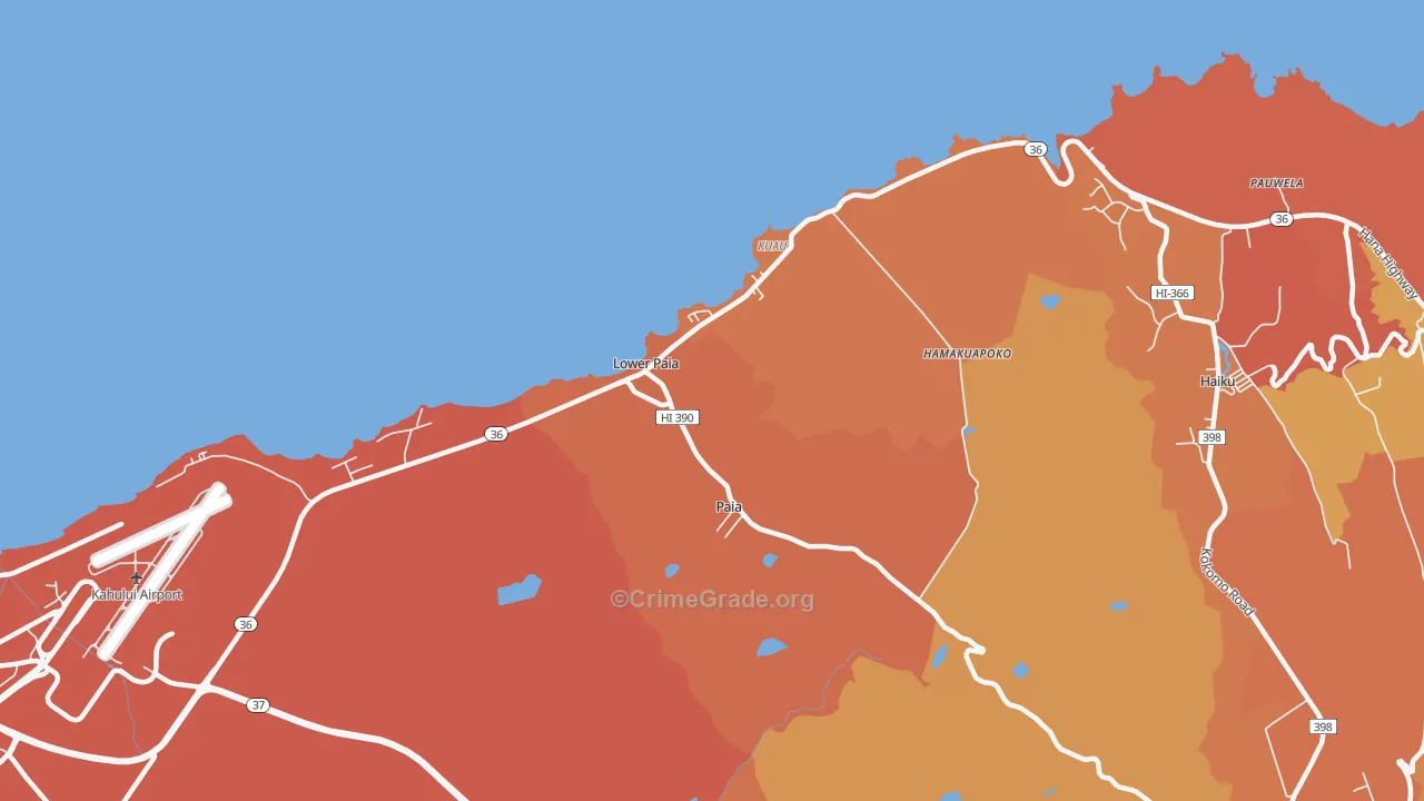Paia, HI Map of Drug-Related Crime Rates