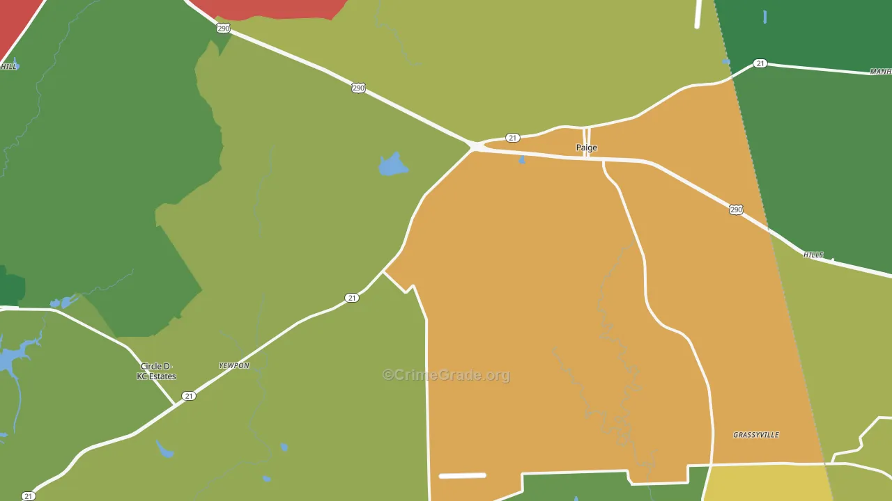 Paige, TX Map of Drug-Related Crime Rates