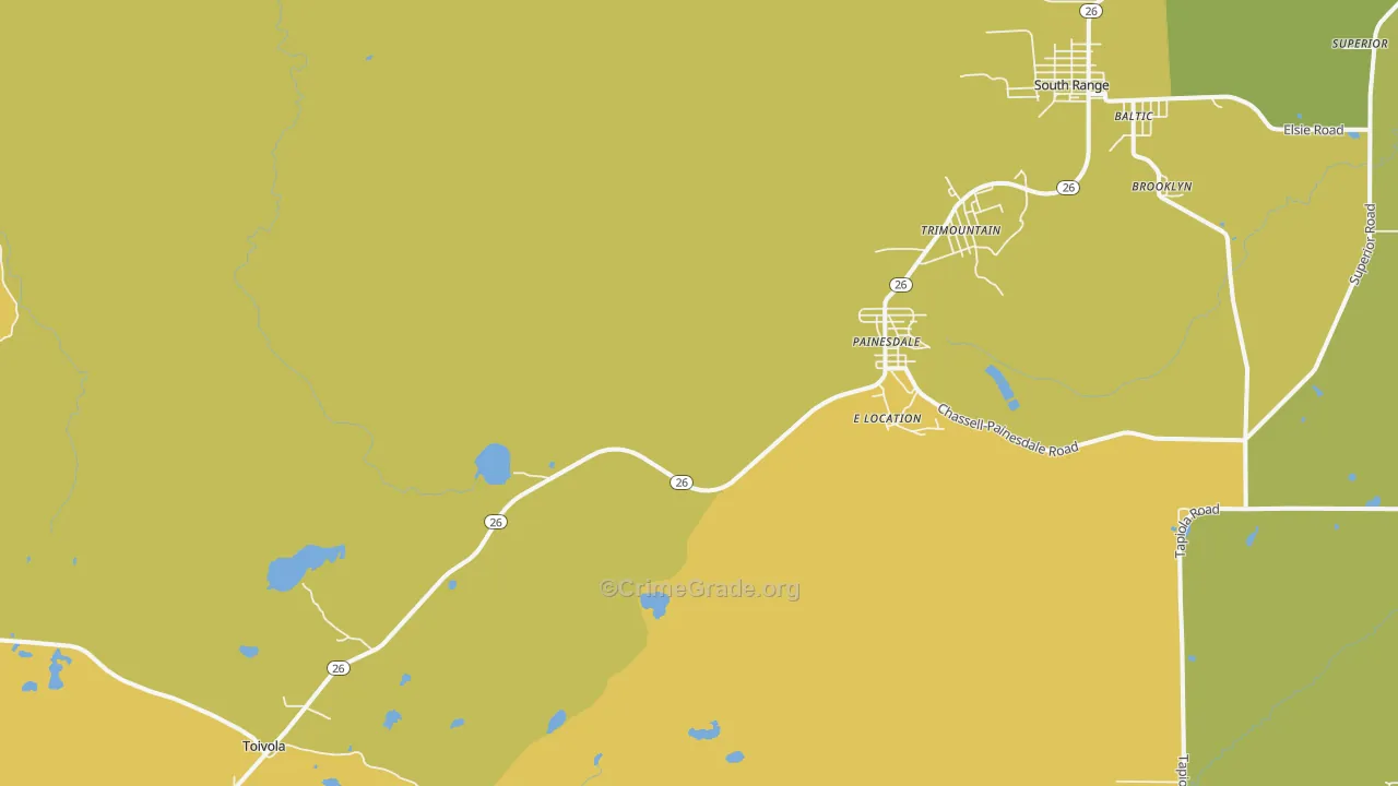 Painesdale, MI Map of Drug-Related Crime Rates