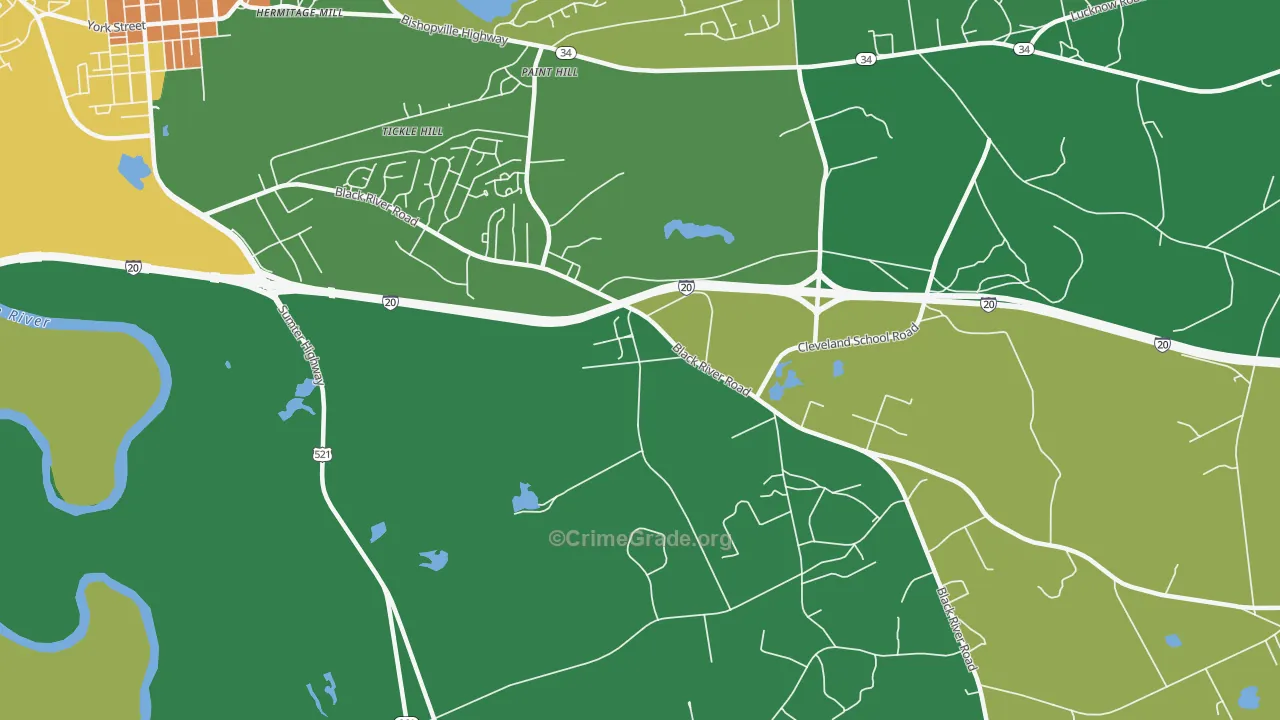 Paint Hill, SC Map of Drug-Related Crime Rates