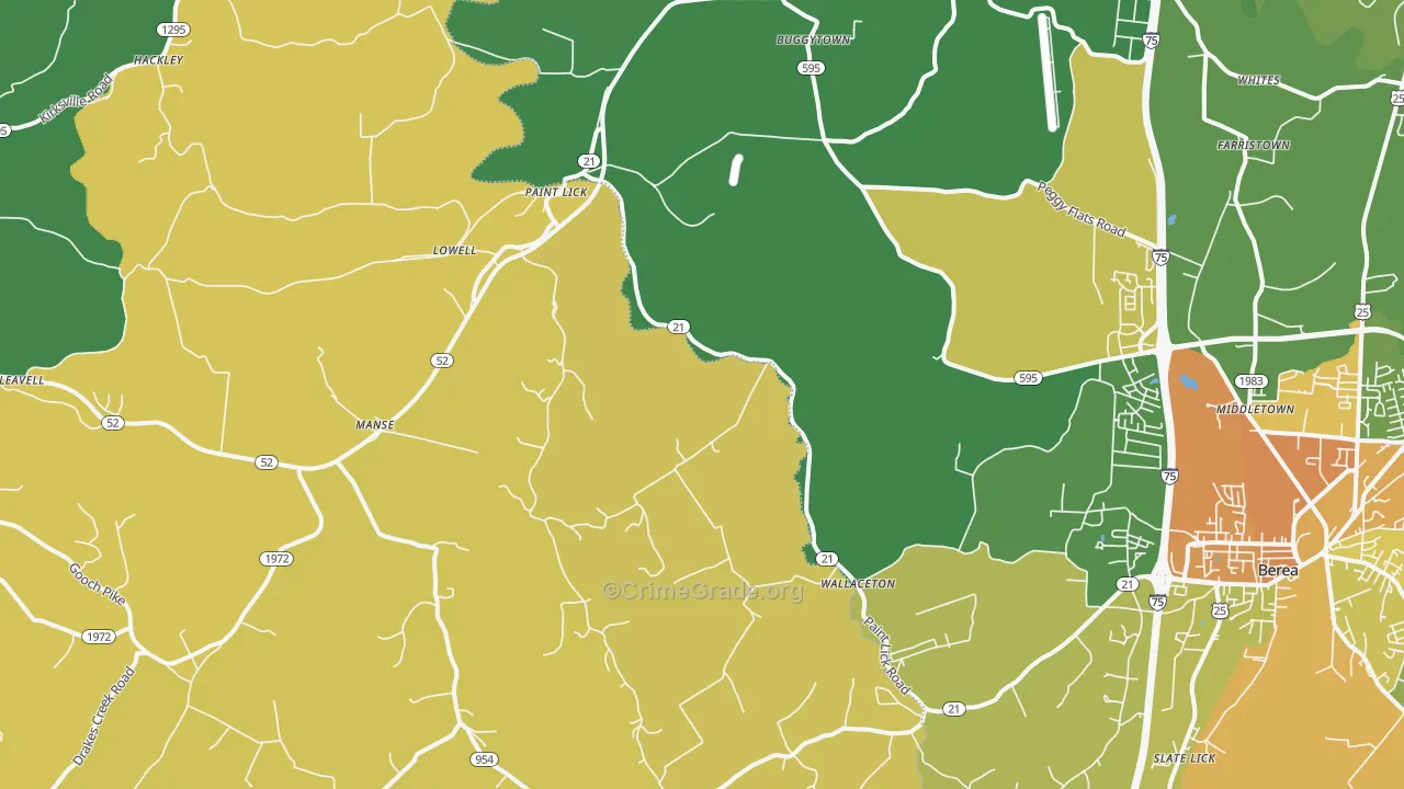 Paint Lick, KY Map of Drug-Related Crime Rates