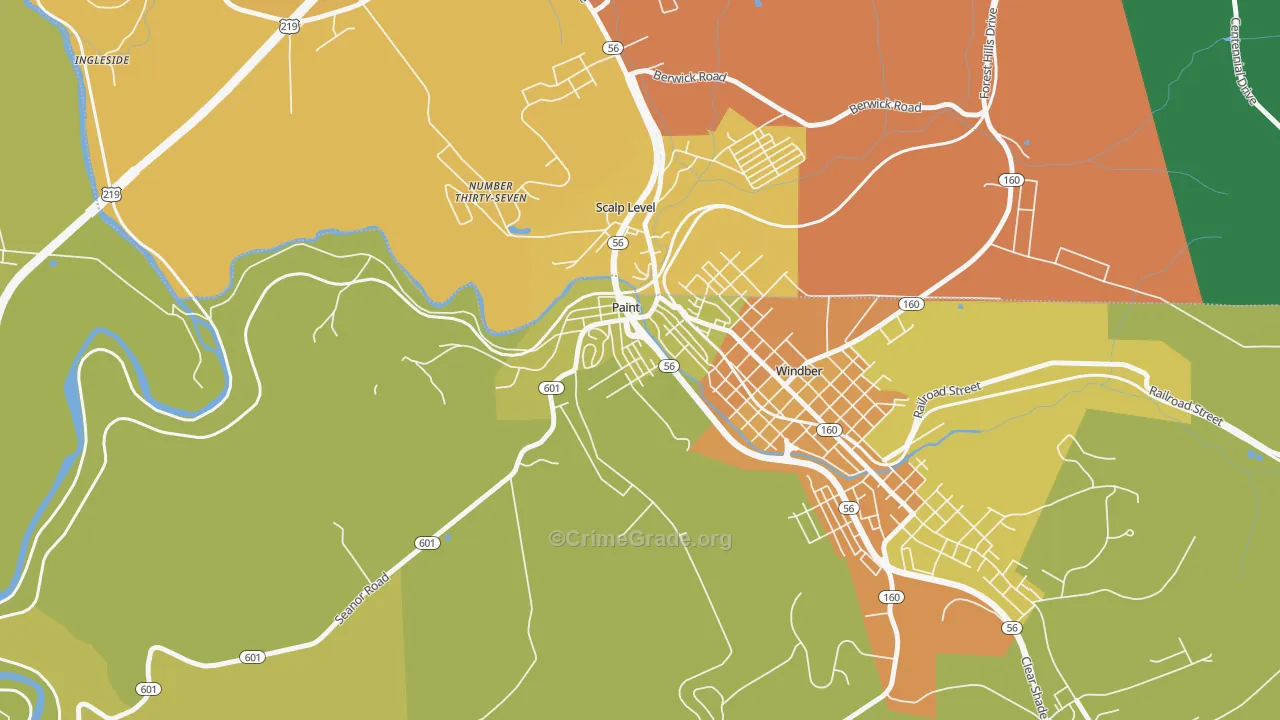 Paint, PA Map of Drug-Related Crime Rates