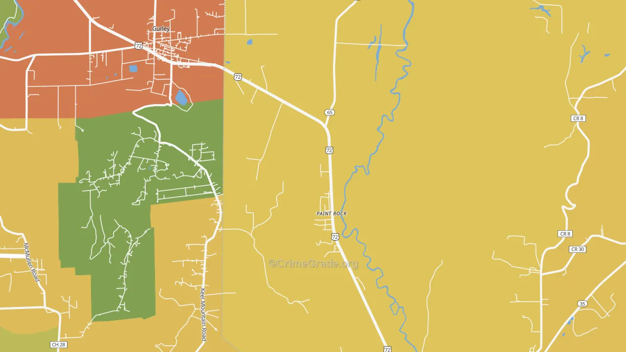 Paint Rock, AL Map of Drug-Related Crime Rates