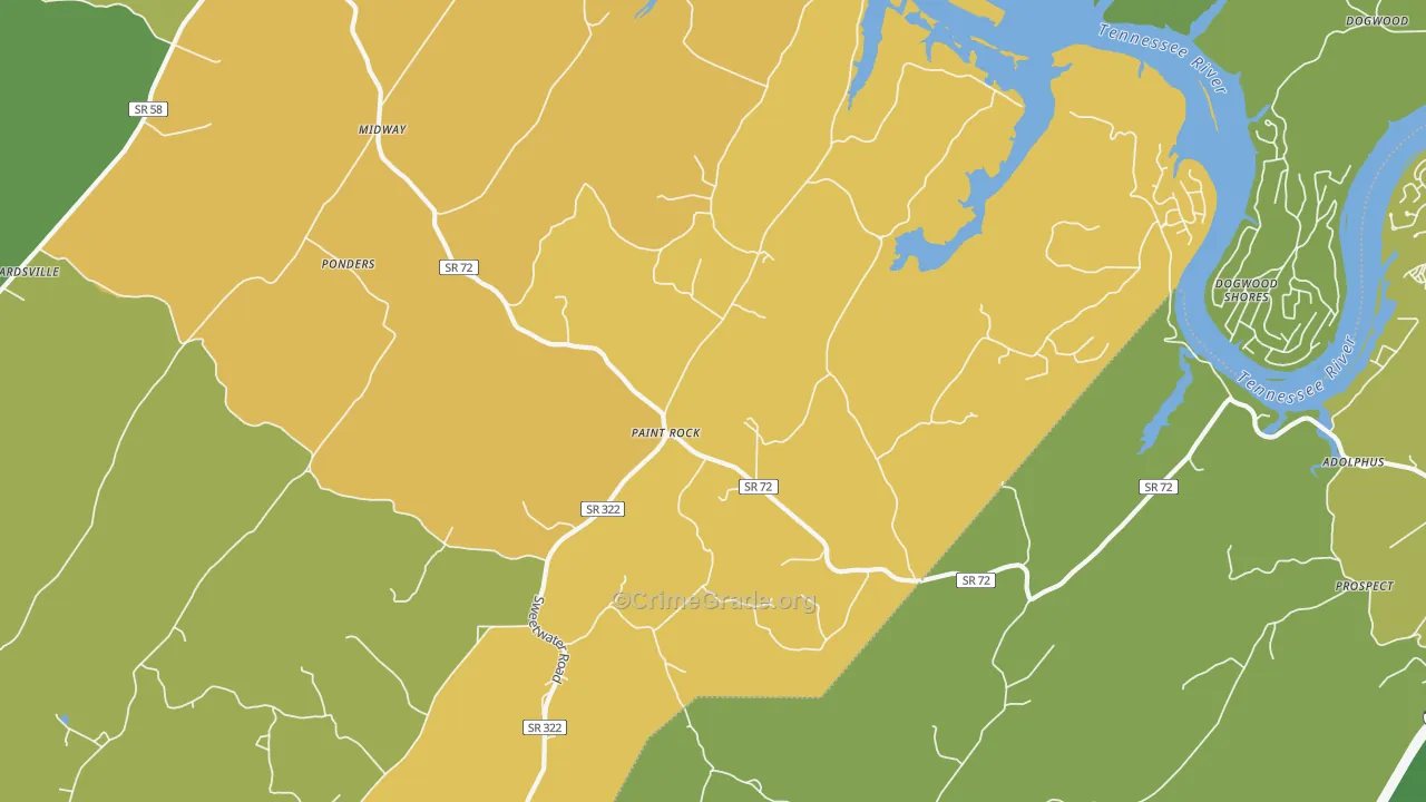 Paint Rock, TN Map of Drug-Related Crime Rates