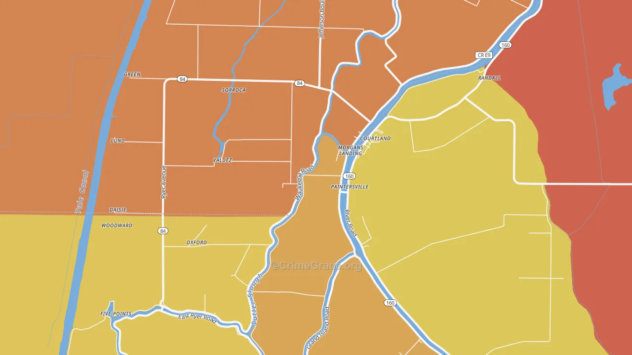 Paintersville, CA Map of Drug-Related Crime Rates