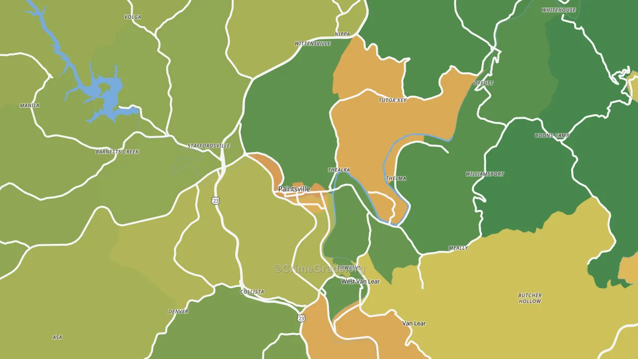 Paintsville, KY Map of Drug-Related Crime Rates