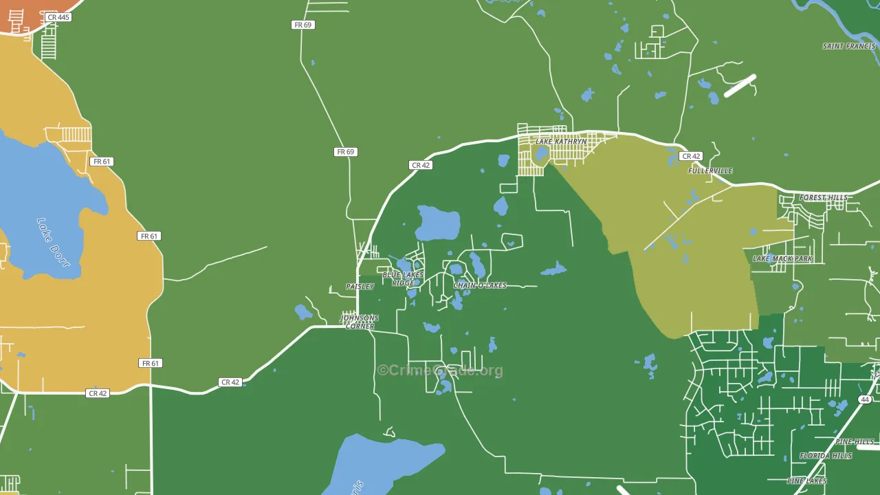 Paisley, FL Map of Drug-Related Crime Rates