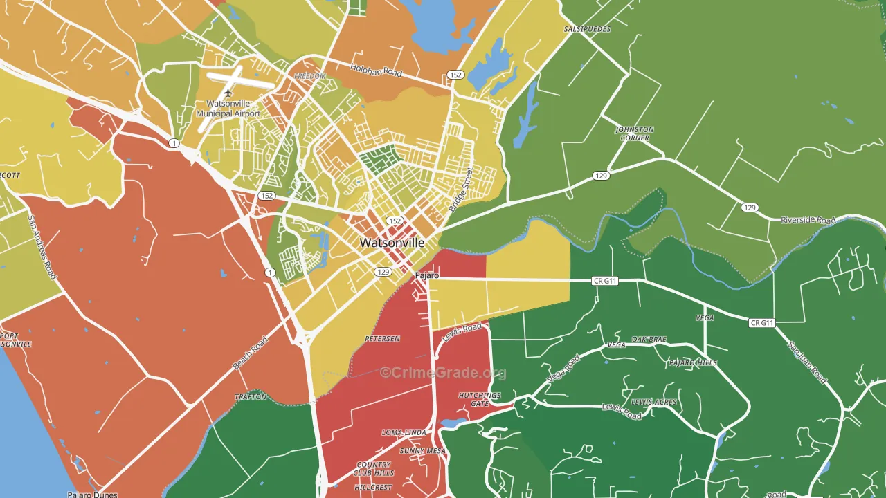 Pajaro, CA Map of Drug-Related Crime Rates