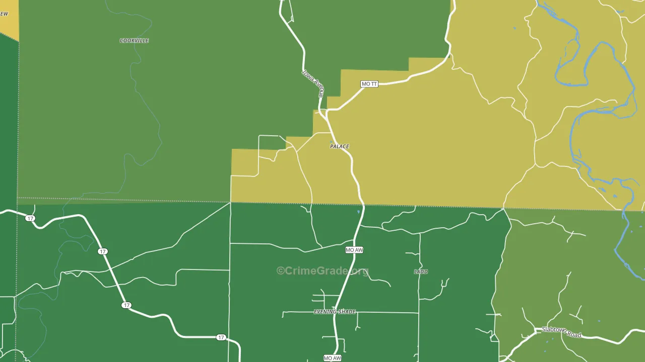 Palace, MO Map of Drug-Related Crime Rates