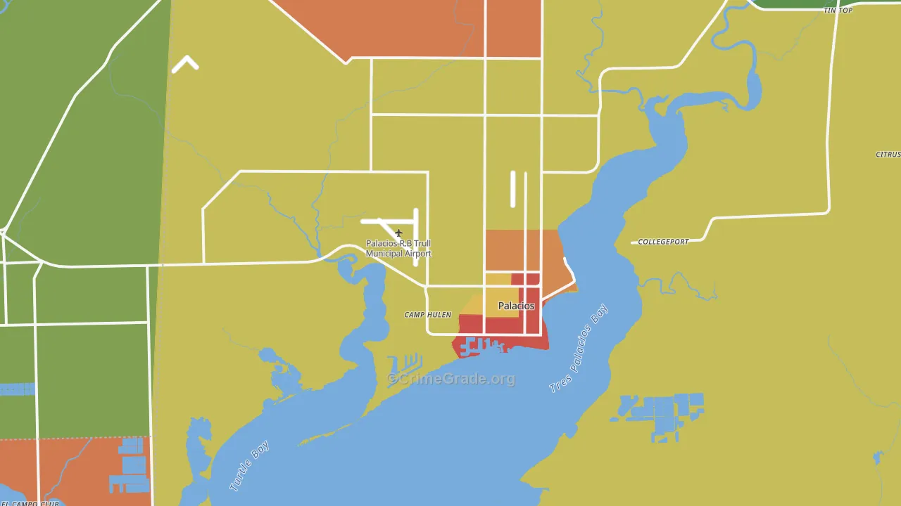 Palacios, TX Map of Drug-Related Crime Rates