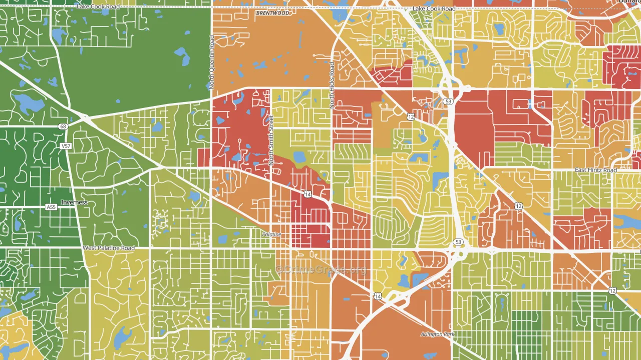Palatine, IL Map of Drug-Related Crime Rates