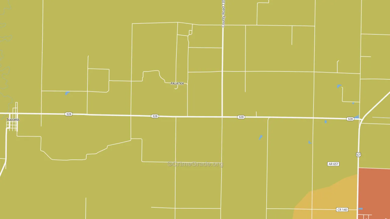 Palatka, AR Map of Drug-Related Crime Rates