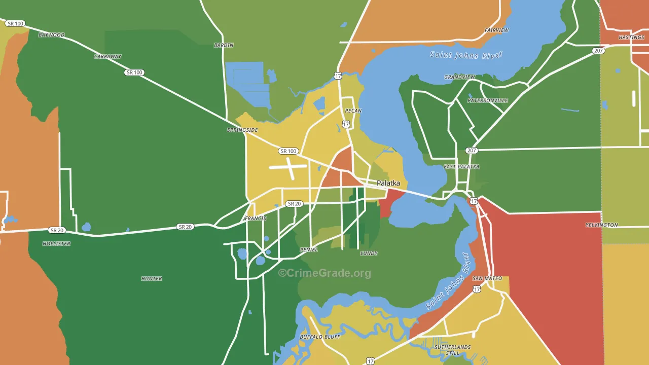 Palatka, FL Map of Drug-Related Crime Rates