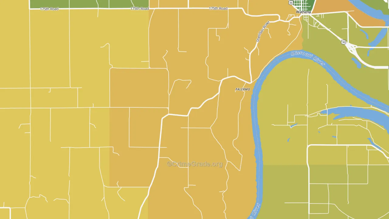 Palermo, KS Map of Drug-Related Crime Rates