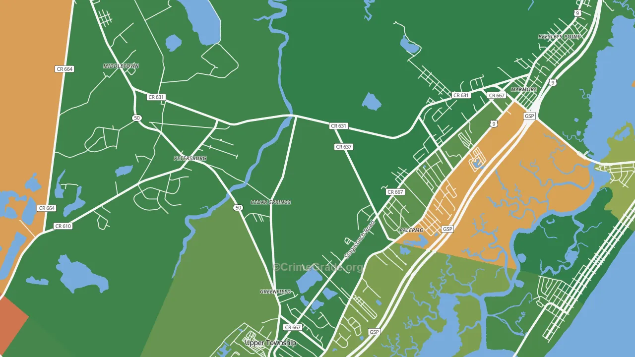 Palermo, NJ Map of Drug-Related Crime Rates