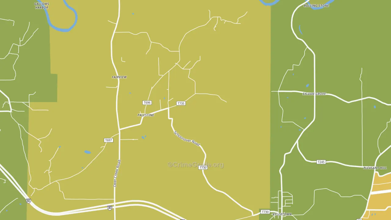 Palestine, PA Map of Drug-Related Crime Rates