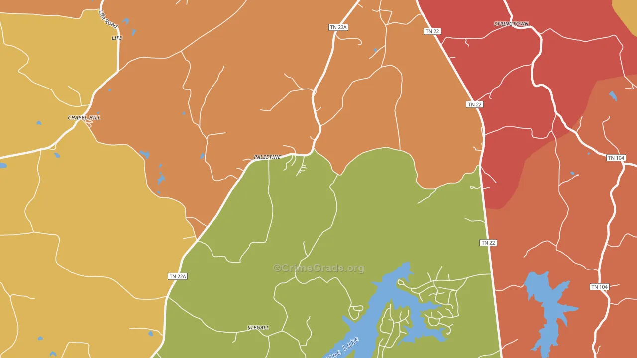 Palestine, TN Map of Drug-Related Crime Rates