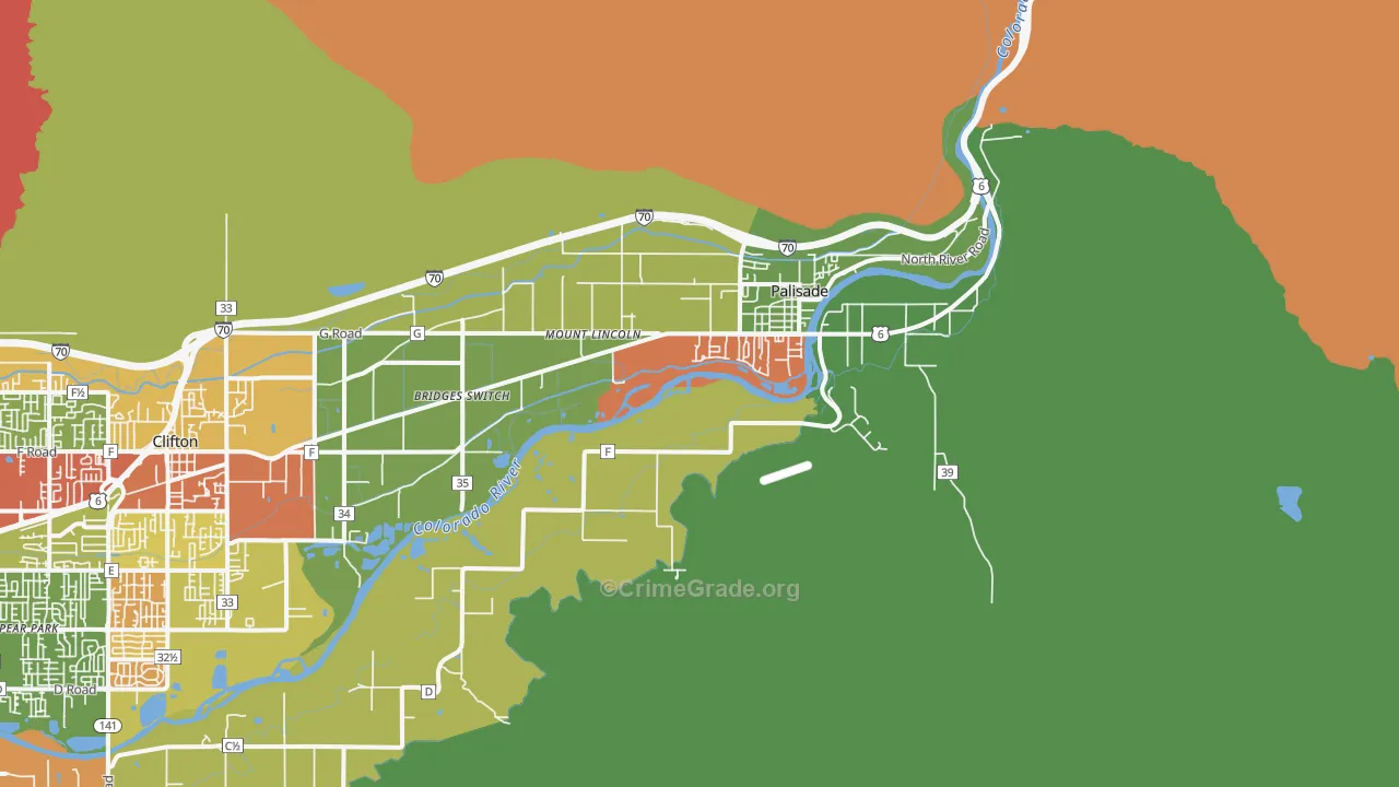 Palisade, CO Map of Drug-Related Crime Rates