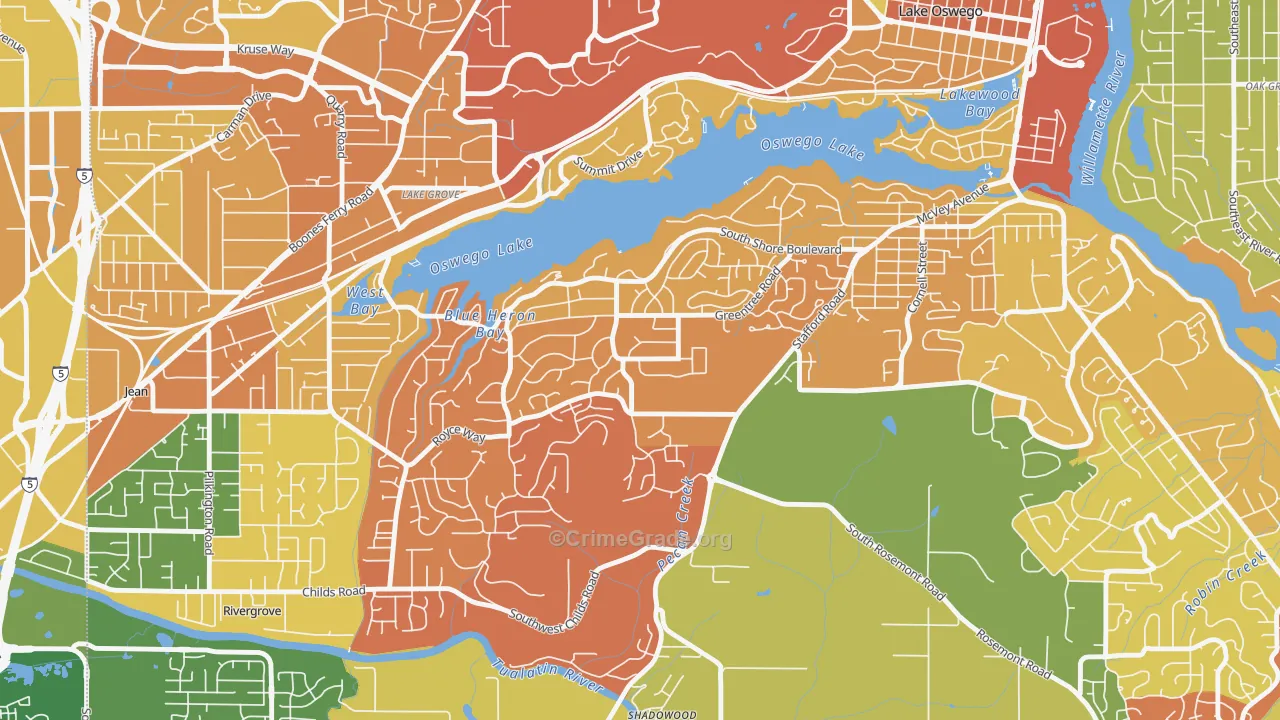 Palisades, Lake Oswego, OR Map of Drug-Related Crime Rates