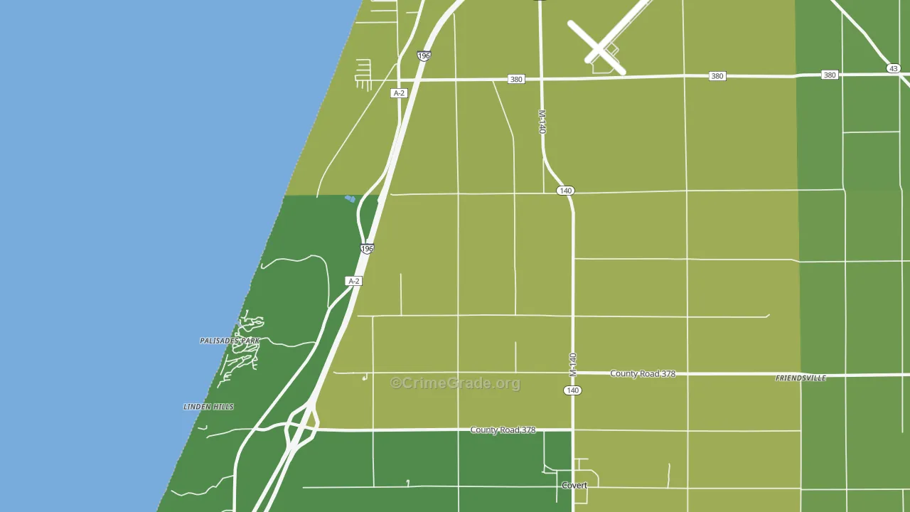 Palisades Park, MI Map of Drug-Related Crime Rates