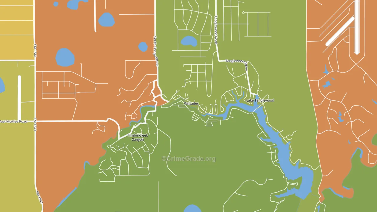 Palisades, TX Map of Drug-Related Crime Rates