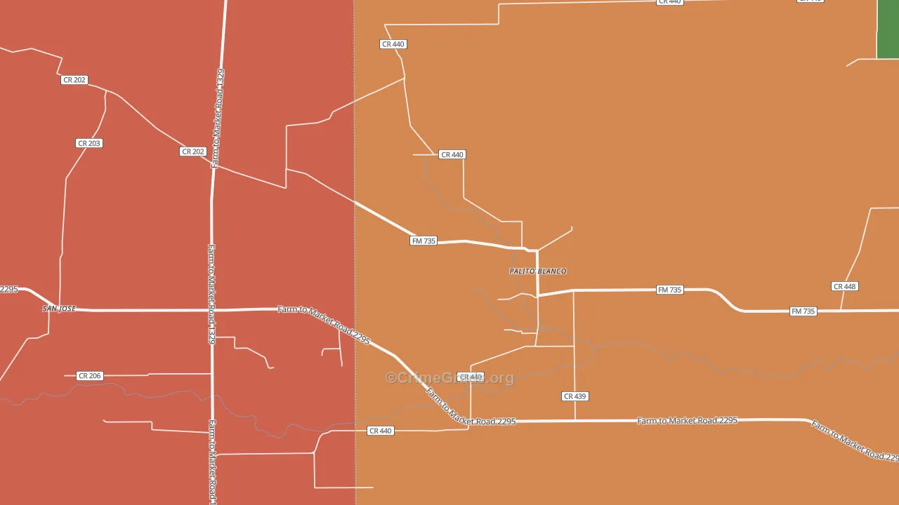 Palito Blanco, TX Map of Drug-Related Crime Rates