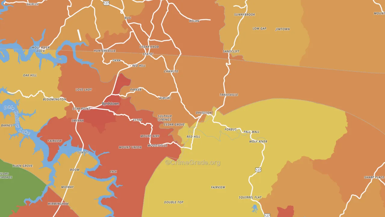 Pall Mall, TN Map of Drug-Related Crime Rates